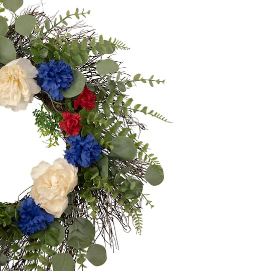 24" Americana Mixed Foliage & Florals Wreath